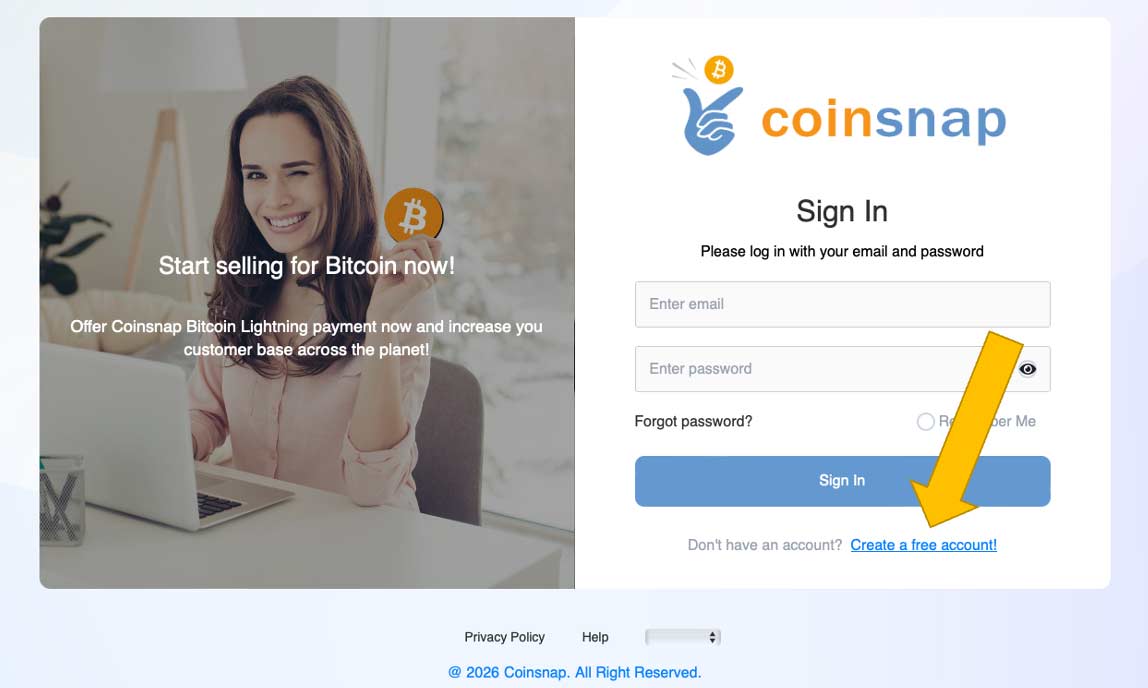 Create a new Coinsnap account
