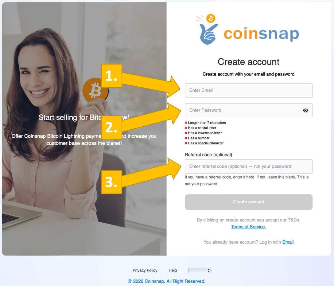 enter your email and choose a password