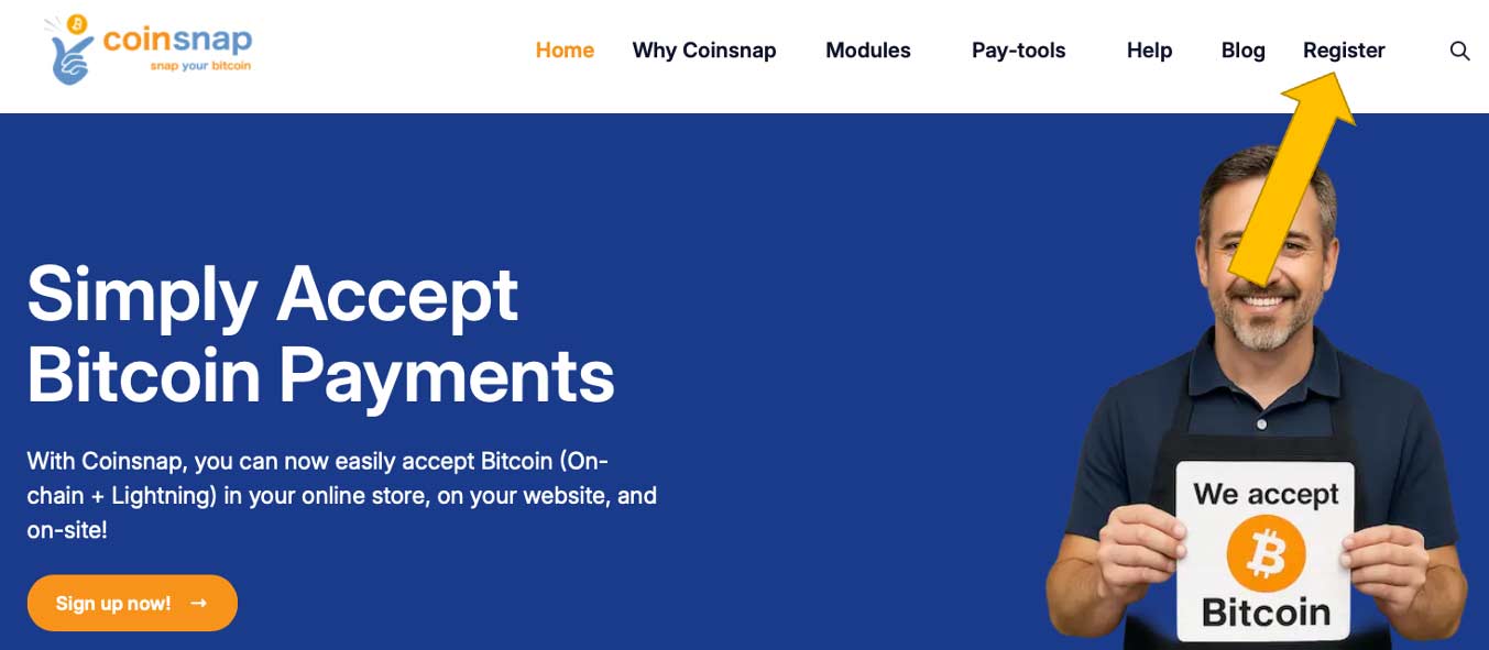 Open Registration on coinsnap.io