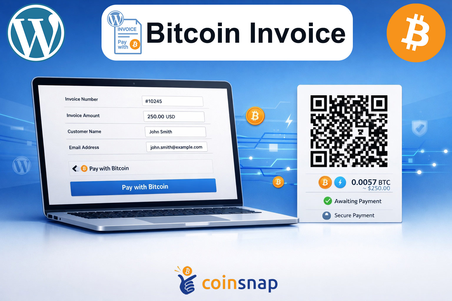 Bitcoin Editable Invoice Bitcoin Invoice Form For WordPress | Coinsnap