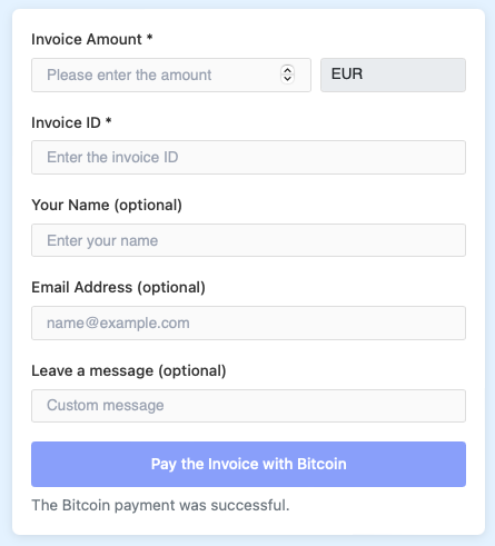 Your individually customized Bitcoin invoice form