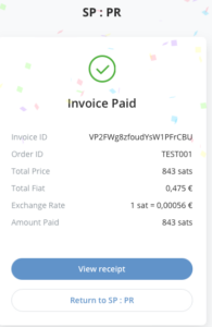 Successful Bitcoin invoice payment