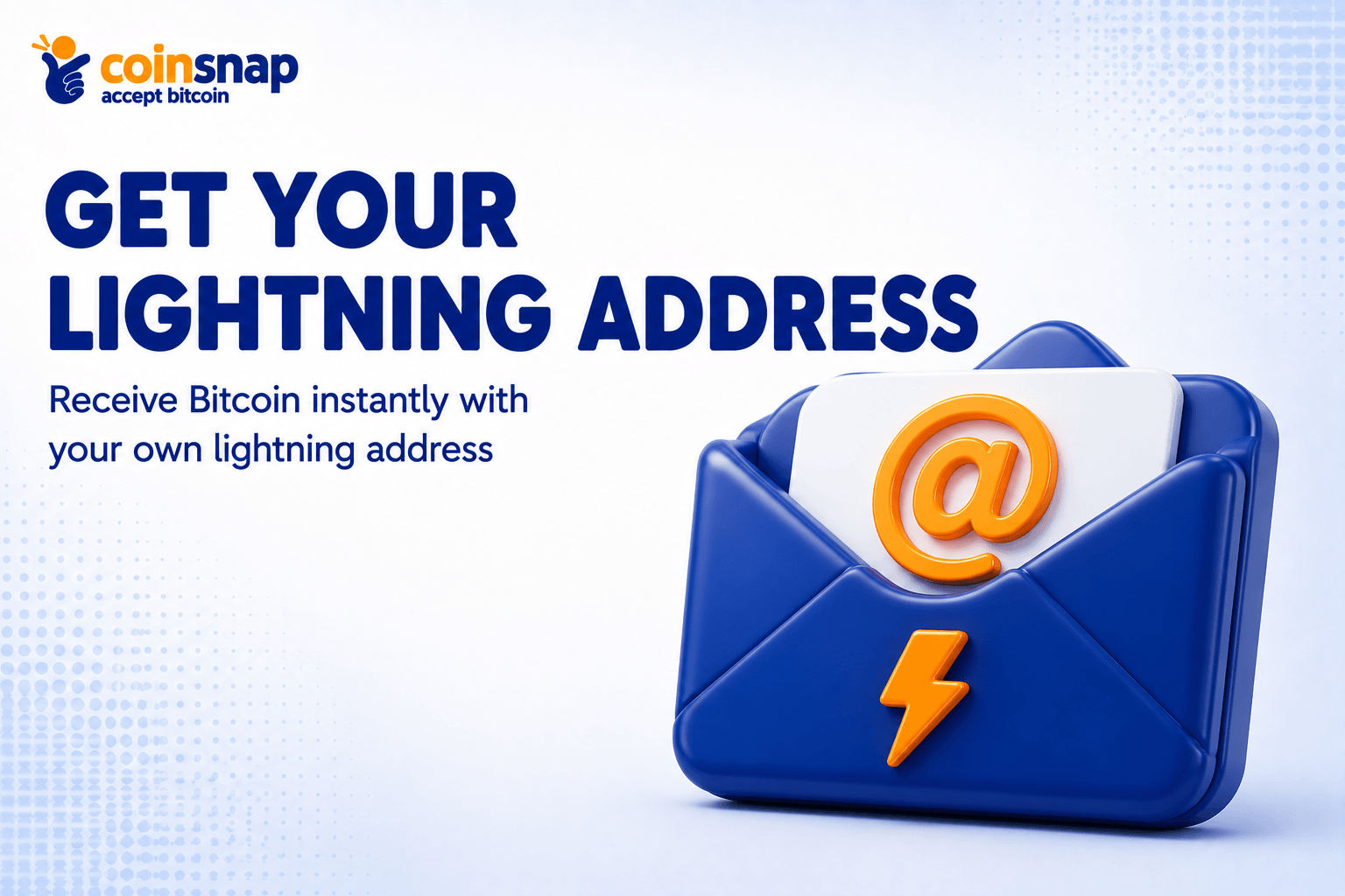 Envelope icon with a lightning bolt symbolizing a lightning address for receiving Bitcoin