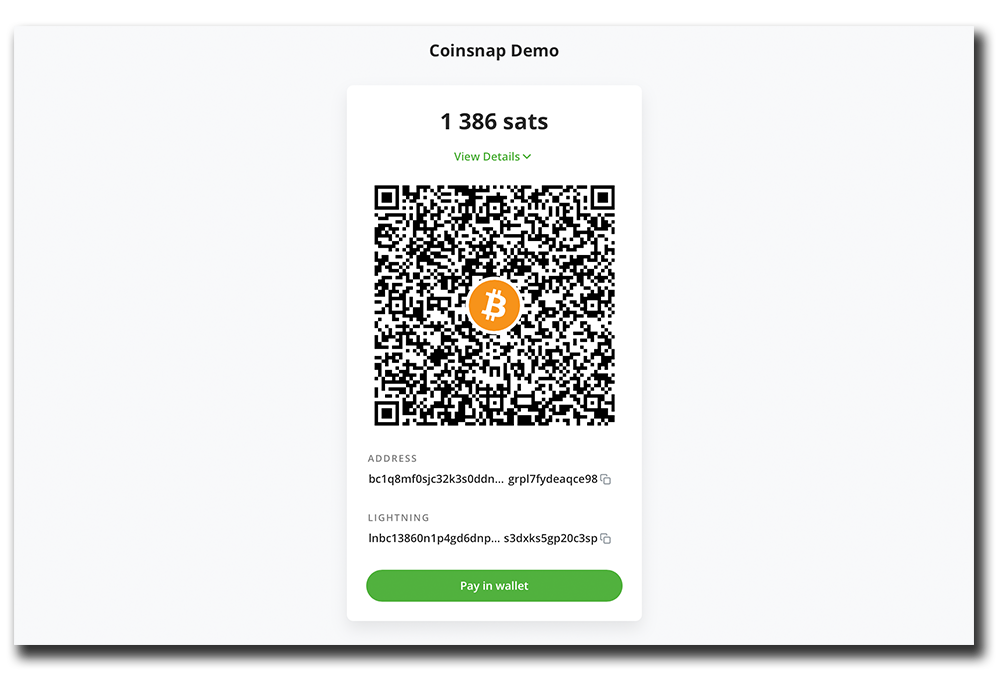 Bitcoin payment request showing a QR code for a 1,393 sats payment