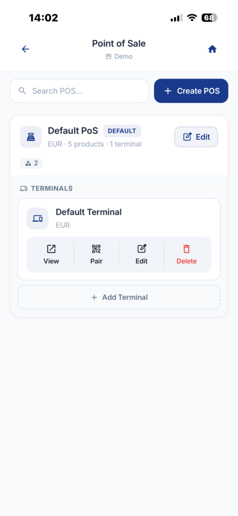 Available Coinsnap Point of Sale terminals for Kiosk Mode