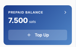 Coinsnap prepaid balance card with Top Up button